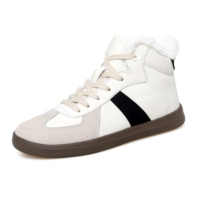 Women's winter thermal villi leather platform fashion high top boots