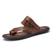 Men's Leisure Leather Platform Flip Flop Sandals