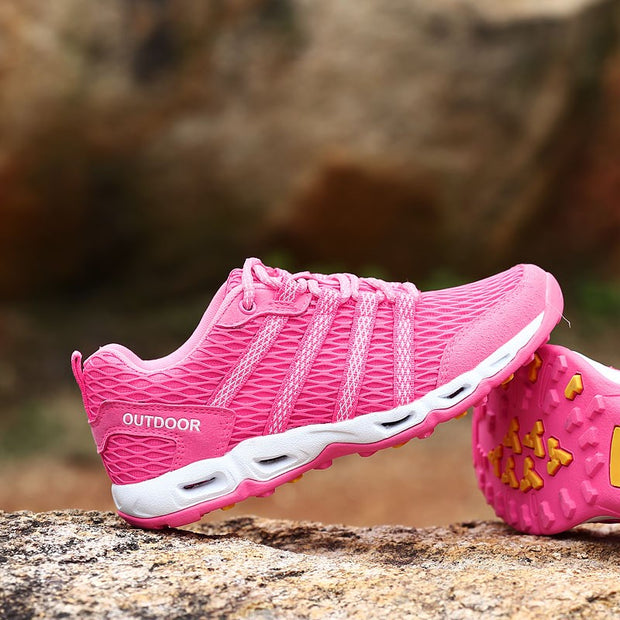 Women's breathable outdoor pink tennis hiking shoes