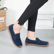 Women's vintage fashion leather flat slip-on loafers