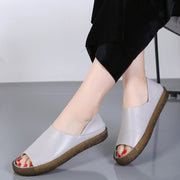 Women's leather platform fashion slip-on walking sandals