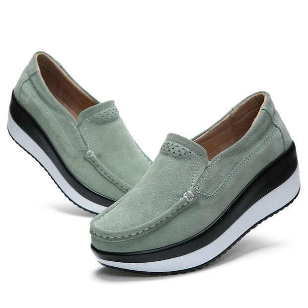 Women's platform leisure simple canvas walking slip-on loafers