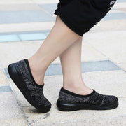 Women's linen fabric anti-skid breathable platform leisure loafers