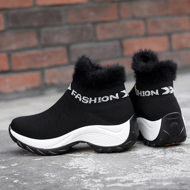 Women's winter thermal villi fashion high top sneakers
