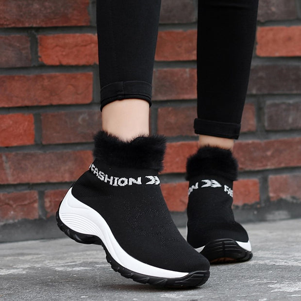 Women's winter thermal villi fashion high top sneakers