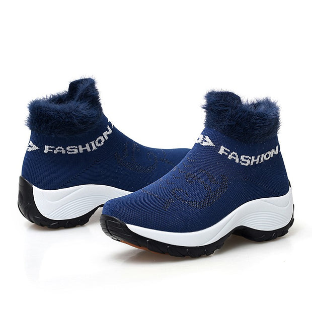 Women's winter thermal villi fashion high top sneakers cl