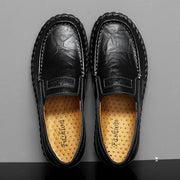 Man's leather vintage fashion joker wide leisure flat loafers