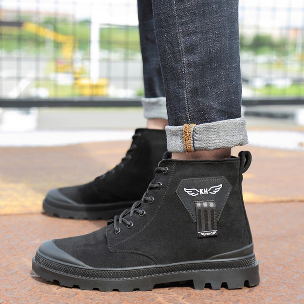 Man's frosted leather trending in style joker anti-skid high top boots