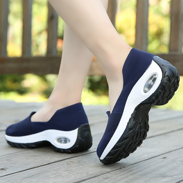 Women's breathable summer spring wedge air cushion elastic leisure jogging sneakers