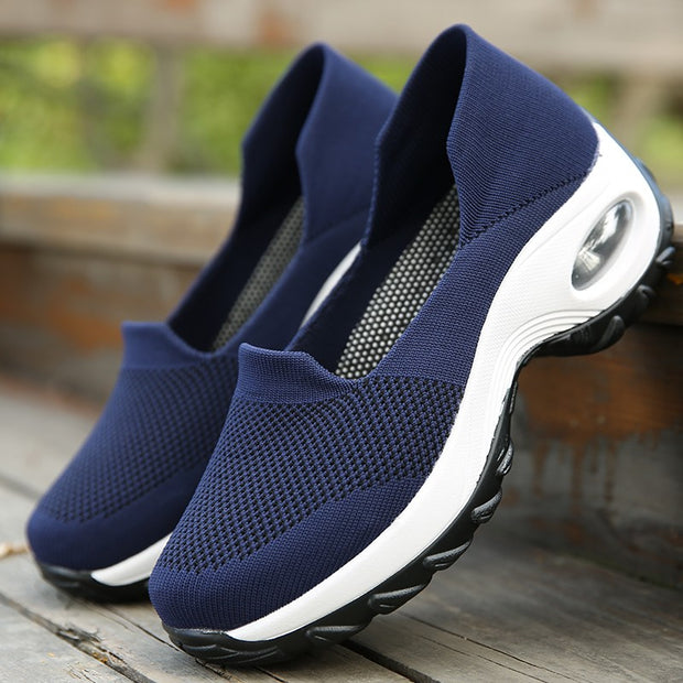 Women's breathable summer spring wedge air cushion elastic leisure jogging sneakers