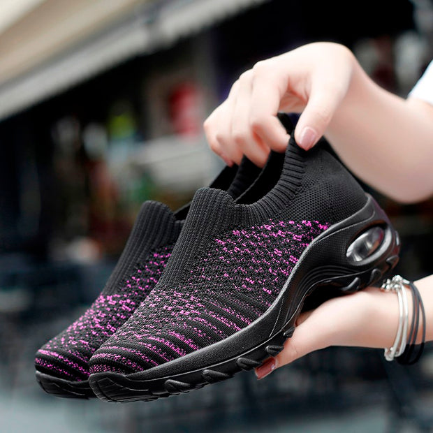 Women's air cushion elastic slip resistant leisure sneakers