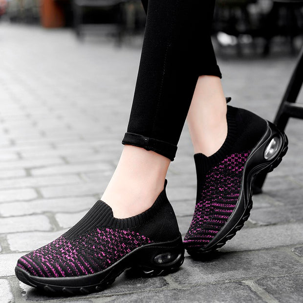 Women's air cushion elastic slip resistant leisure sneakers