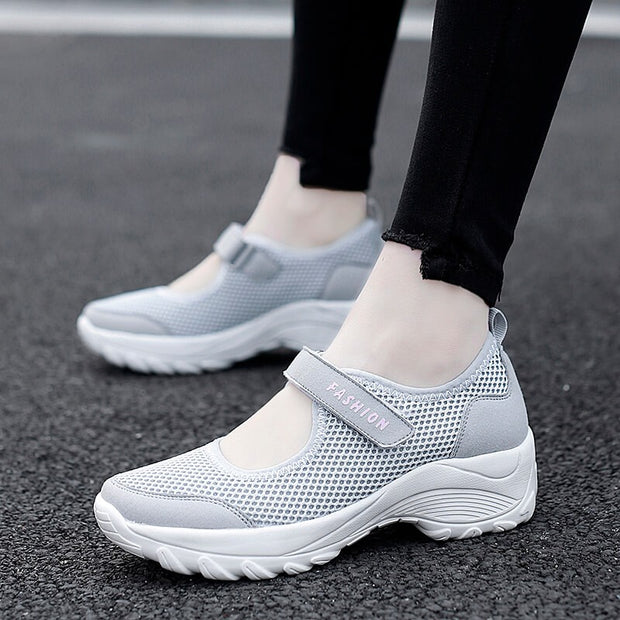 women's classic fashion elastic mesh breathable non-slip running sneakers rubber