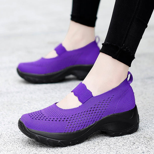 women's summer mesh breathable non-slip elastic slip on jogging sneakers