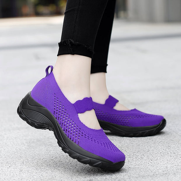 women's summer mesh breathable non-slip elastic slip on jogging sneakers
