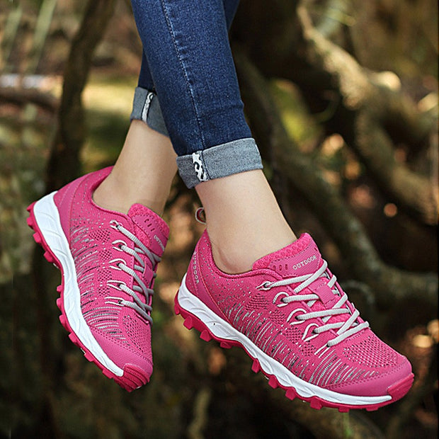 Women's flyknit fabric comfortable non-slip outdoor sports shoes