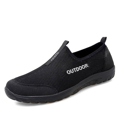 Summer breathable lightweight flat walking slip-on shoes