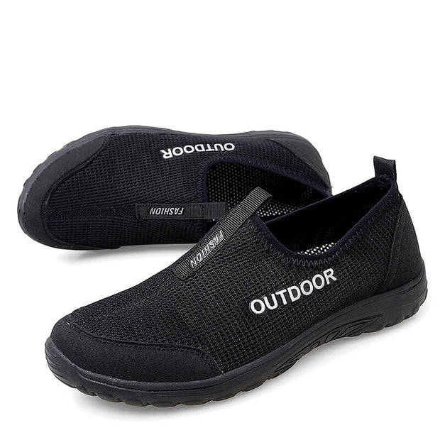 Summer breathable lightweight flat walking slip-on shoes