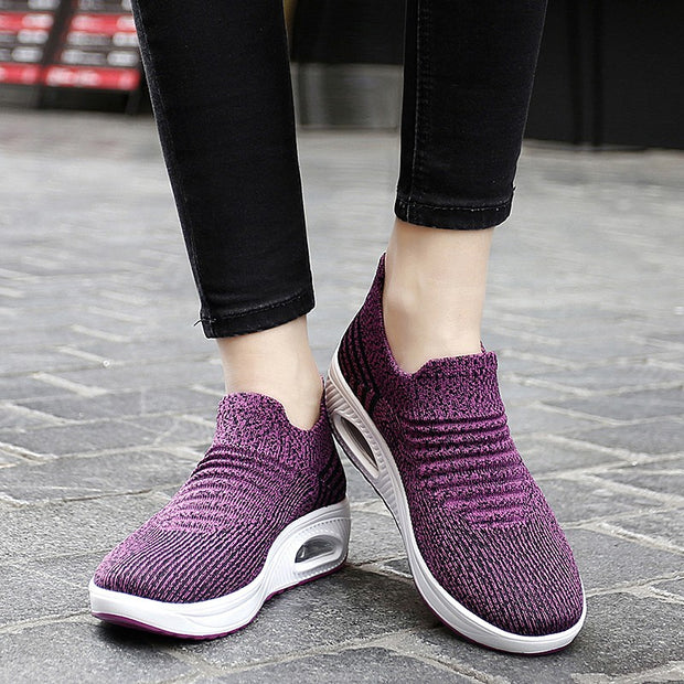 women's elastic stretchable lightweight breathable leisure running shoes