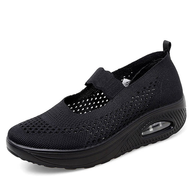 Women's lightweight breathable air-cushion elastic slip-on jogging sneakers