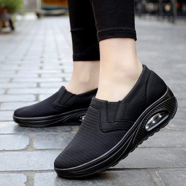 Women's street fashion air cushion elastic walking leisure shoes