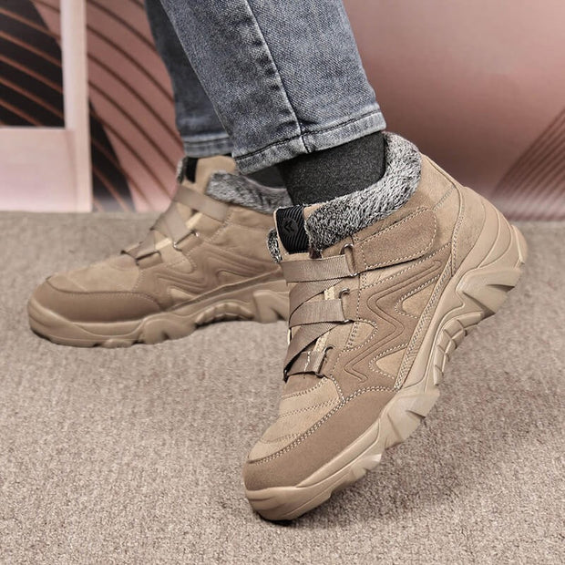 Women's Winter Thermal villi leather platform Slip On Walking Sneakers fashion high top boots